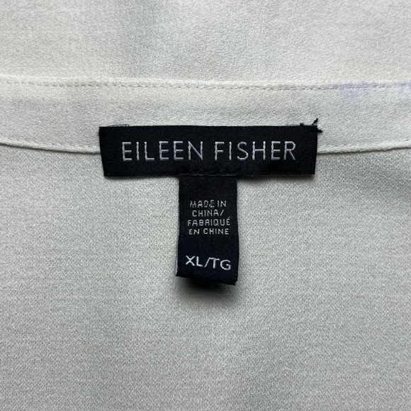 Eileen Fisher System Silk Georgette Crepe Sleeveless Shirt Neutral Beige Size XL - Picture 4 of 6